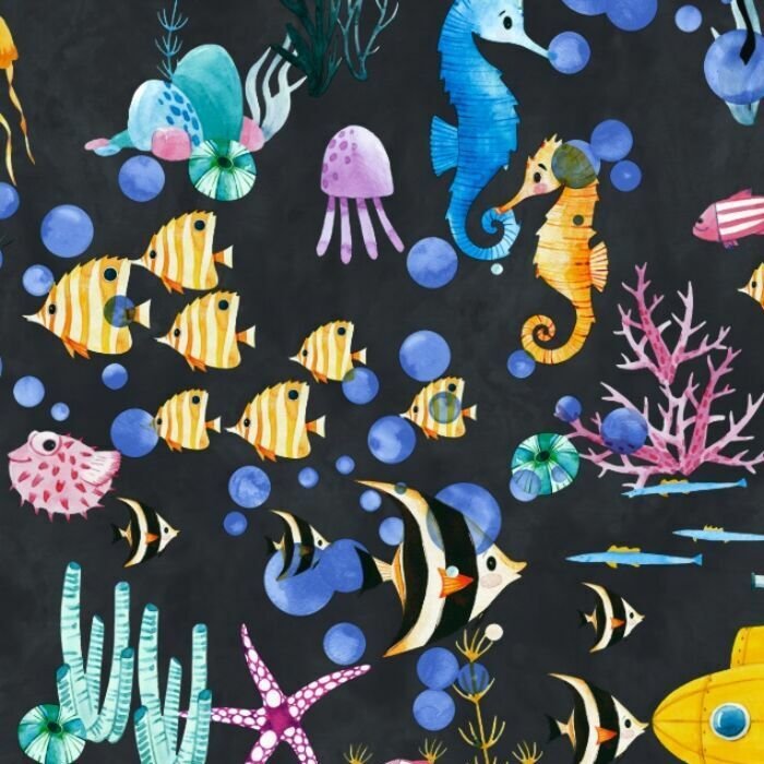 Printed Spandex Under The Water Ocean Swimwear Fabric