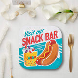 8 Ct. Movie Party Snack Bar Square Paper Dessert Plates 7" Disposable Plates, Cinema-Themed Party Tableware