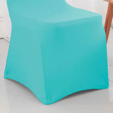 1 Funda para silla de banquete de spandex color azul piscina con ajuste elástico y sin arrugas para decoración elegante de eventos