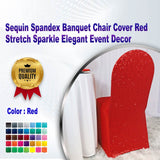 1 Piece Sequin Spandex Banquet Chair Cover Red Stretch Sparkle Elegant Event Decor