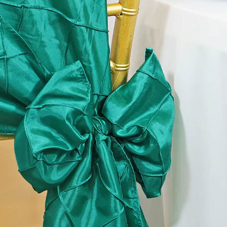 10 Pieces Rich Moss Green Pintuck Taffeta Chair Sashes 9.5 x 108 Inches