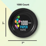 1000 Count Black Disposable Paper Plates Party Supplies 7 Inch