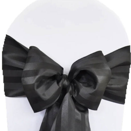 10 Pieces Black Striped Jacquard Polyester Chair Sashes 7.5"x108" for Modern Events