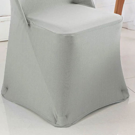 1 funda de silla de spandex plateada para asiento plegable elegante