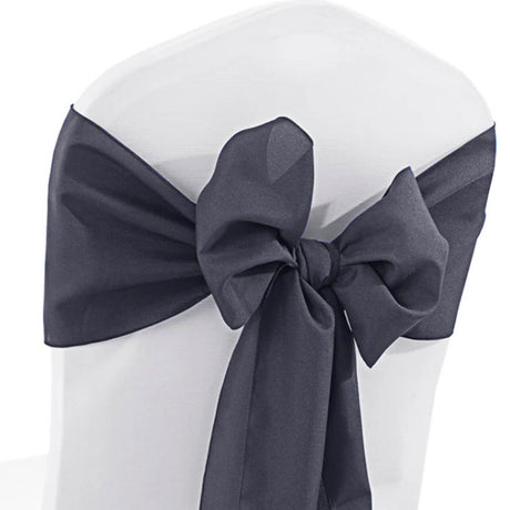 10 Pieces Pewter Charcoal Polyester Chair Sashes, Sleek Wrinkle Free Event Styling 8"x108"