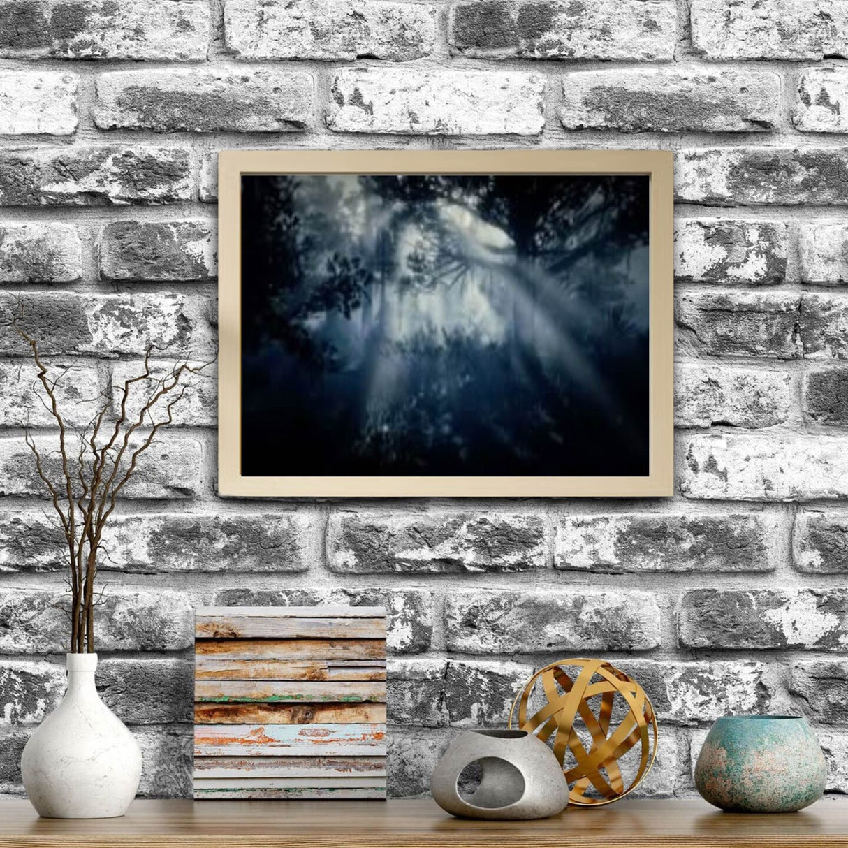 Birch Effect Frame with Mount, 12x16" – Horizontal/Vertical, No-Nail Hanging, Depth Display!