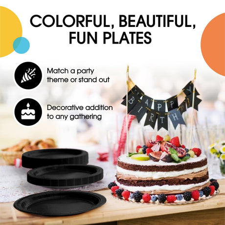 1000 Count Black Disposable Paper Plates Party Supplies 7 Inch