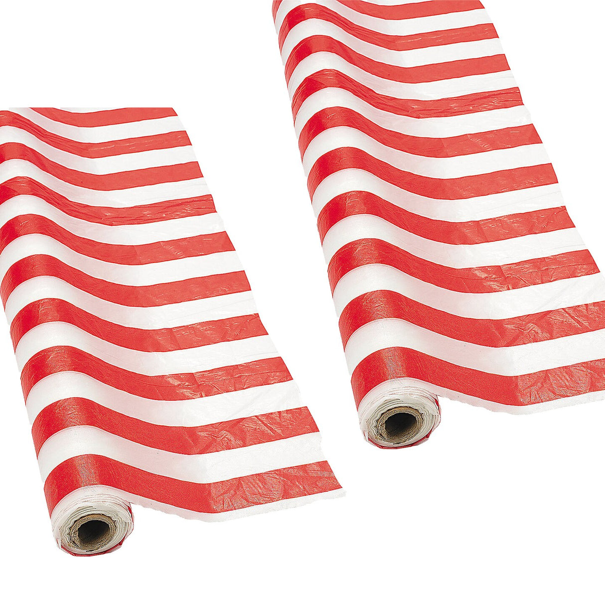 40" x 100 Ft. Red & White Striped Disposable Plastic Tablecloth Roll
