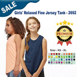 LAT® Girls' Relaxed Fine Jersey Crewneck Sleeve less Tank - 2692