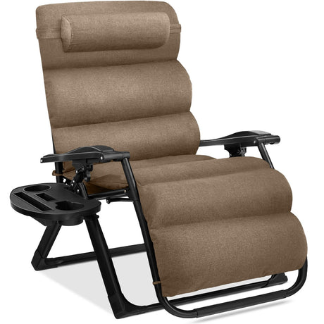 Best Choice Products Oversized Zero Gravity Chair, Folding Recliner w/ Removable Cushion, Side Tray