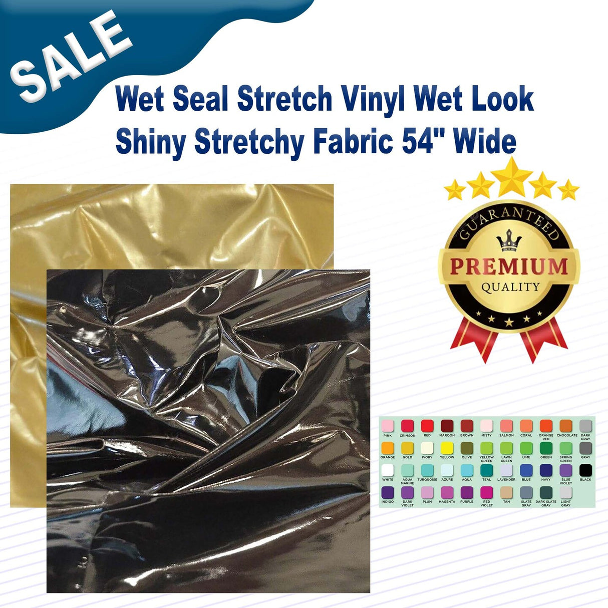 Wet Seal Stretch Vinyl Wet Look Shiny Stretchy Fabric 54" Wide