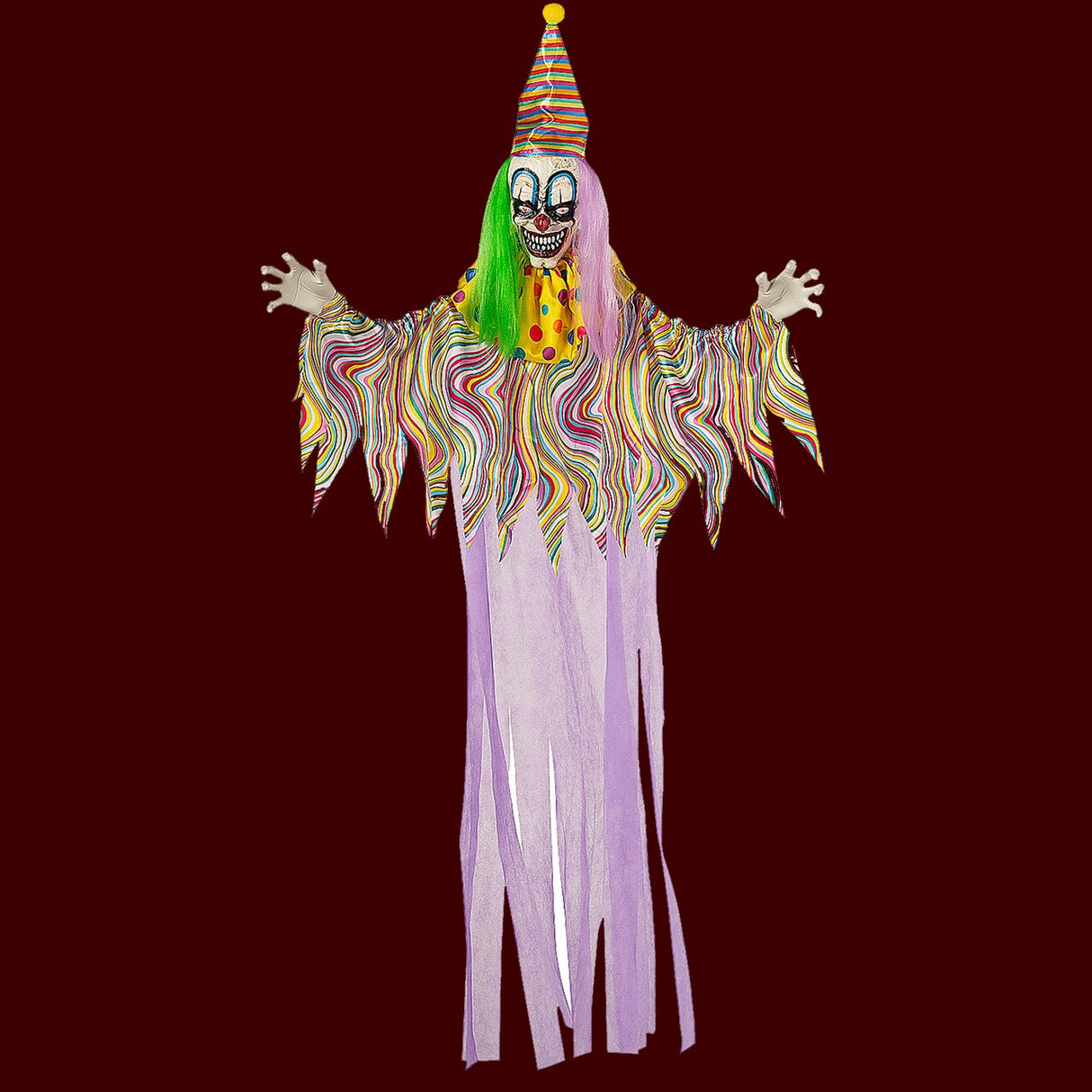 66 3/4" Light Up Hanging Clown with Sounds Halloween Decoration