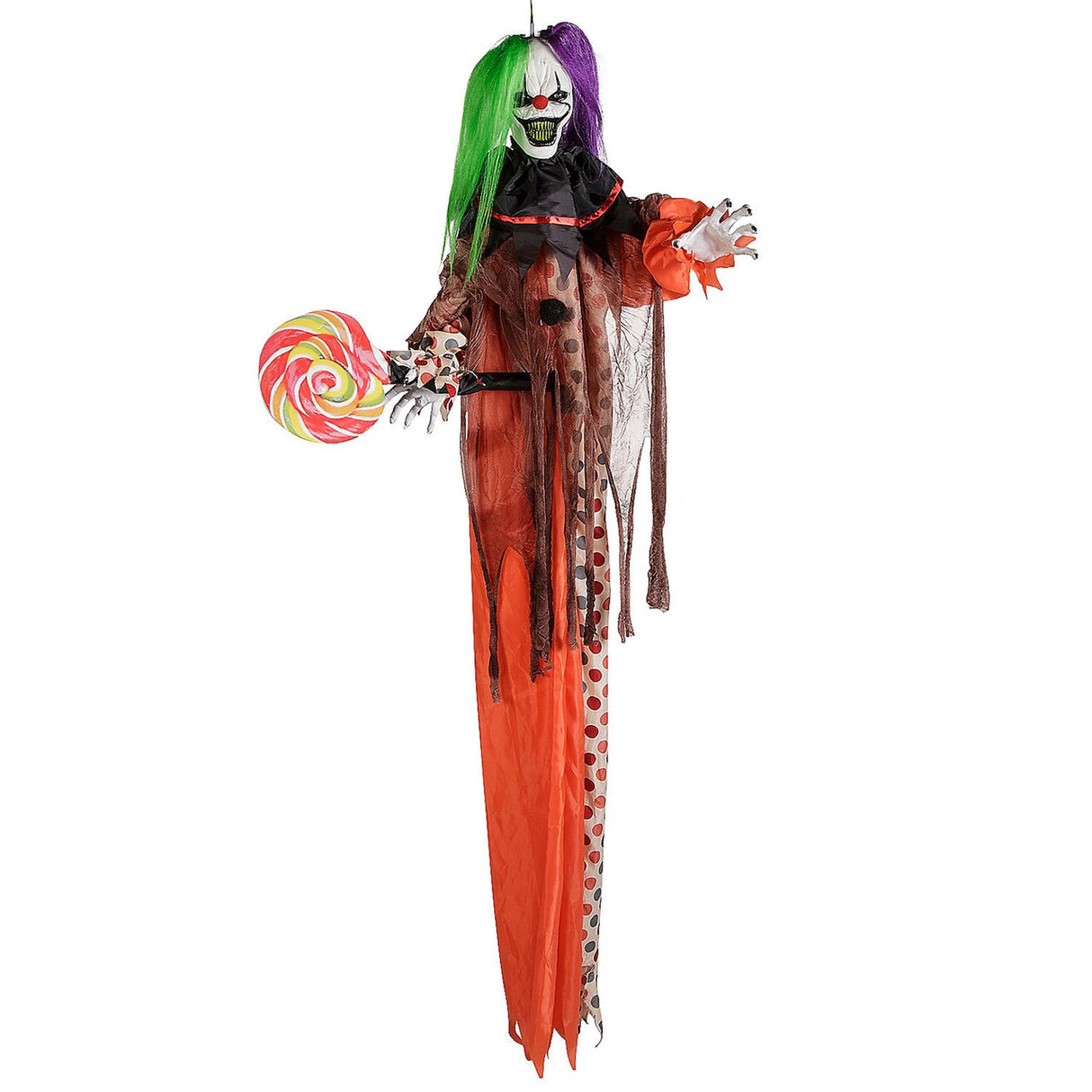 53 1/4" Animated & Light-Up Clown Hanging Halloween Decoration