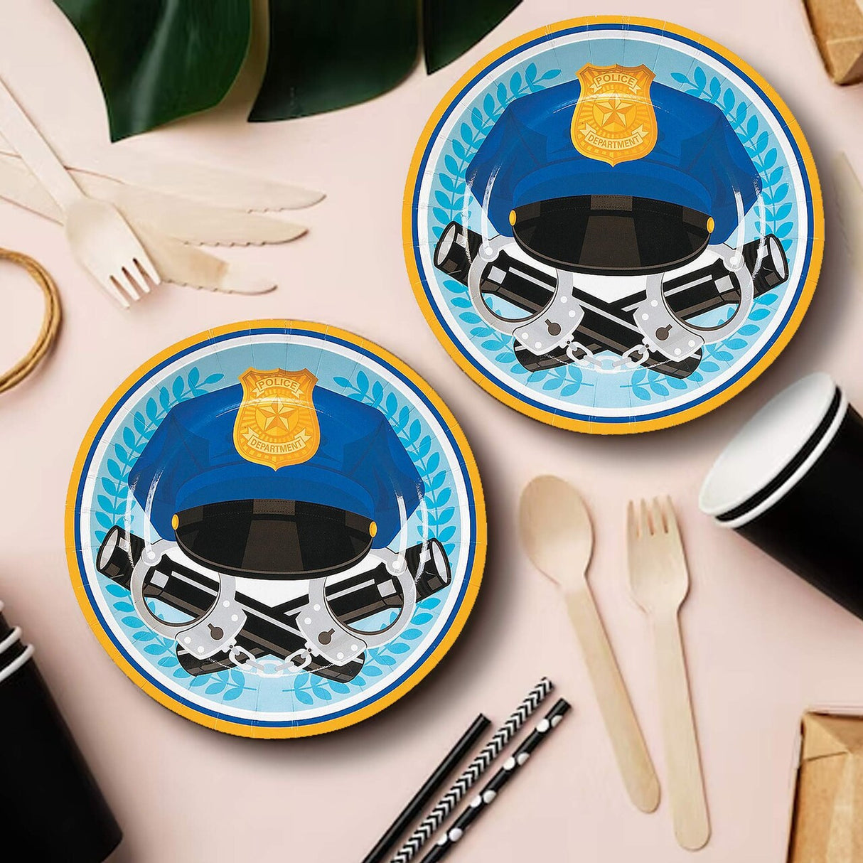 8 Ct. Police Party Dessert Plates 7-Inch Law Enforcement Birthday Party Supplies