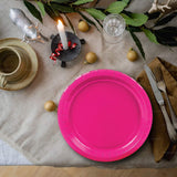 24 Count Hot Pink Paper Dessert Plates Round 7 Inch Disposable Plates for Events