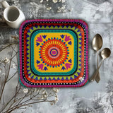 8 Ct. Fiesta Party Square Paper Dessert Plates 7" Colorful Disposable Tableware