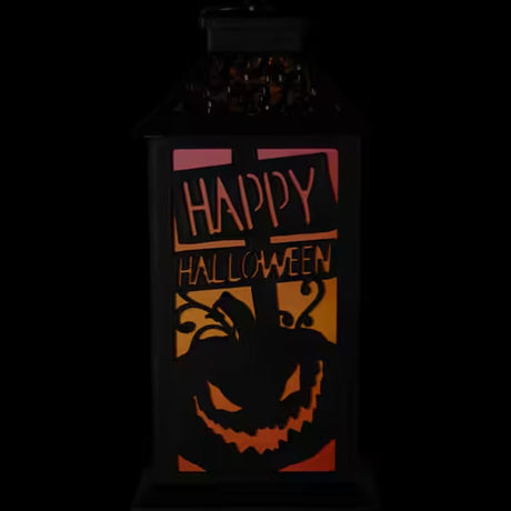 Linterna de mesa Jack-O-Lantern iluminada con LED, Feliz Halloween