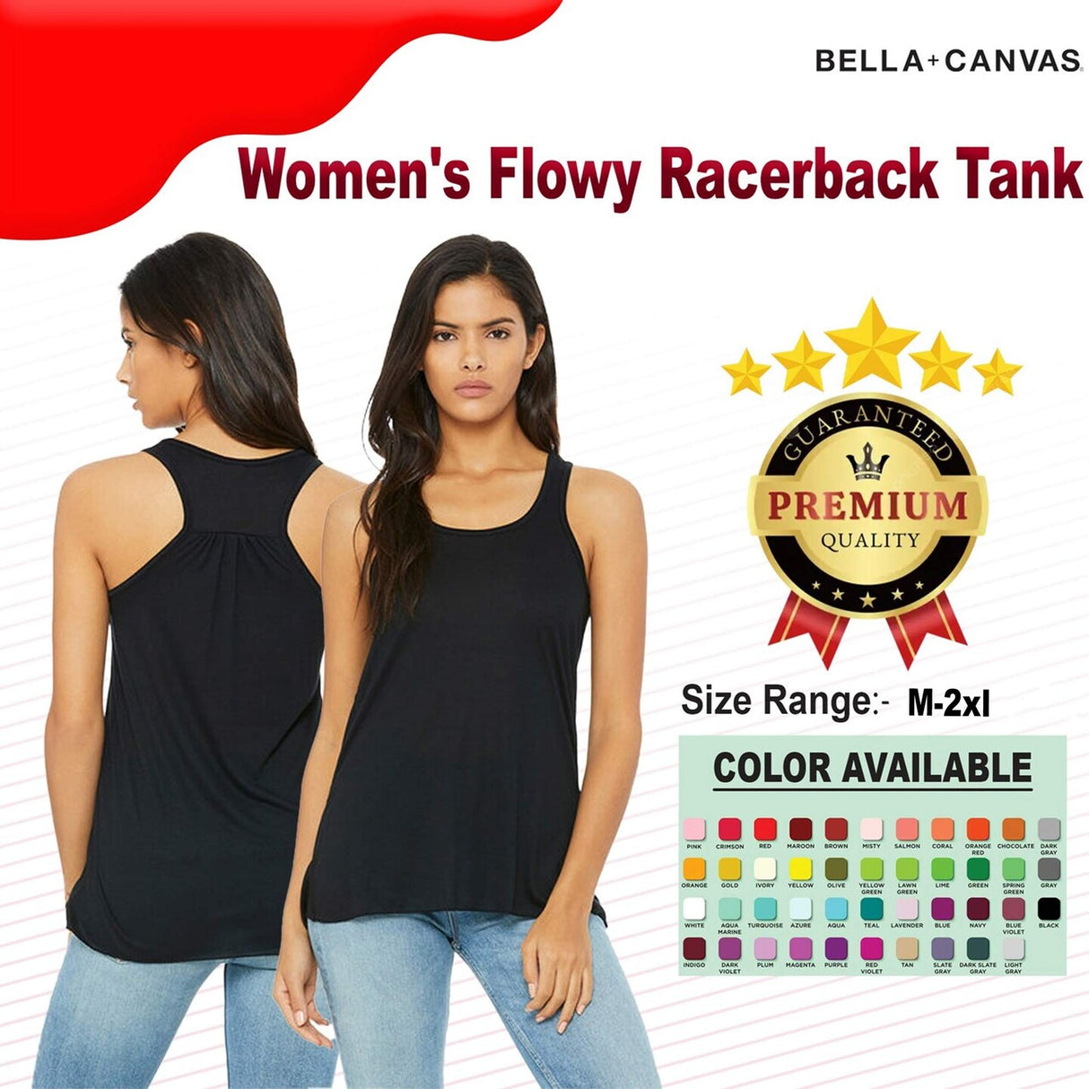 BELLA + CANVAS® Women's Flowy Racerback Crew Neck Tank - 8800