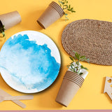 8 Ct. Pink & Blue Watercolor Paper Dessert Plates Perfect Gender Reveal Party Plates