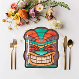 8 Count Tiki Mask Shaped Paper Dessert Plates 7x8 Inch Disposable Party Tableware for Luau Tropical Party