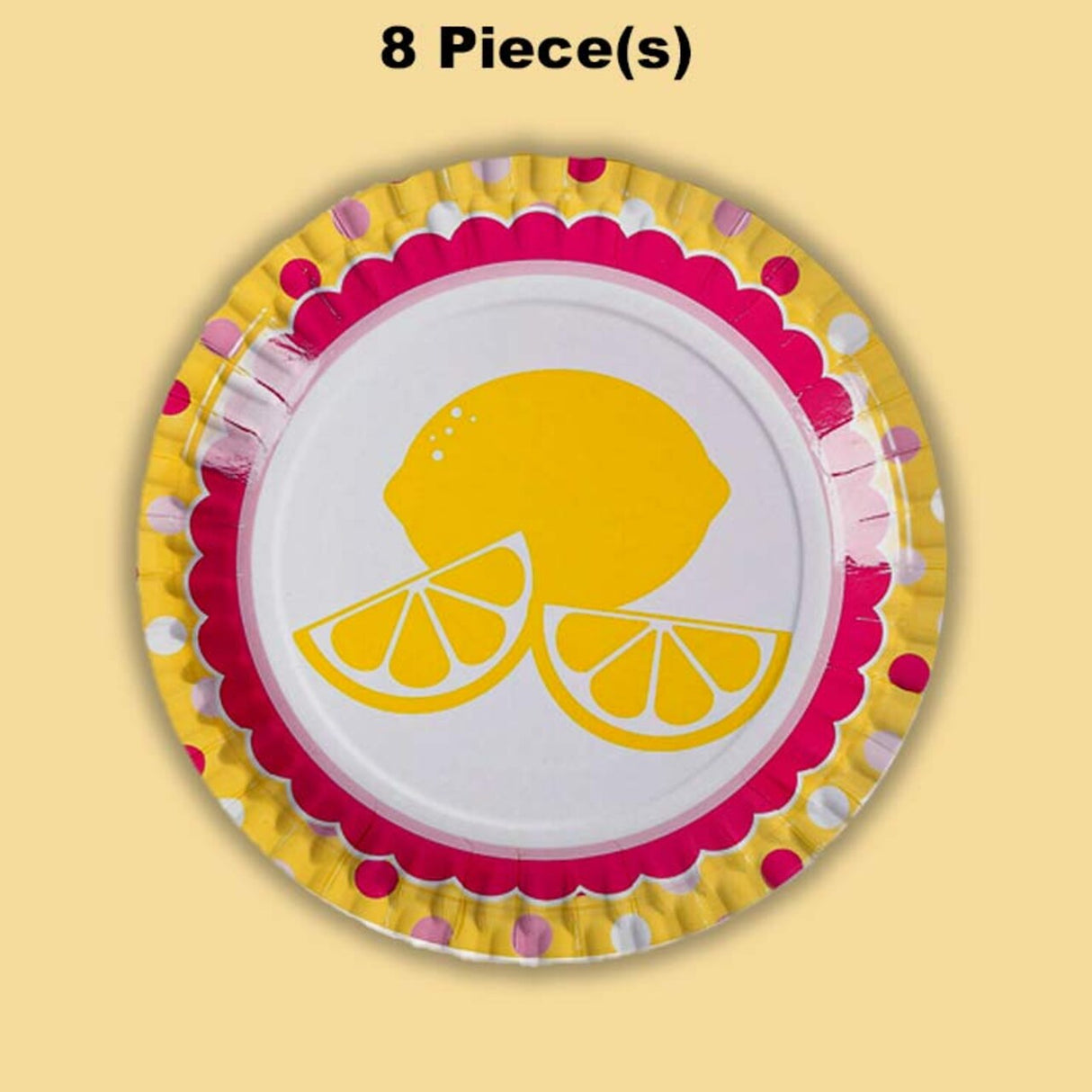 8 Ct. Lemonade Party Dinner Plates Bright Citrus Summer Theme