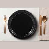 24 Count Black Paper Dessert Plates for Party Wedding Birthday 7"