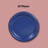 24 Count Navy 7 Inch Solid Color Paper Plates for Classic Party Snacks