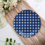 8 Ct. 7.25" Blue Gingham Dessert Plates Round Disposable Paper Plates for Party