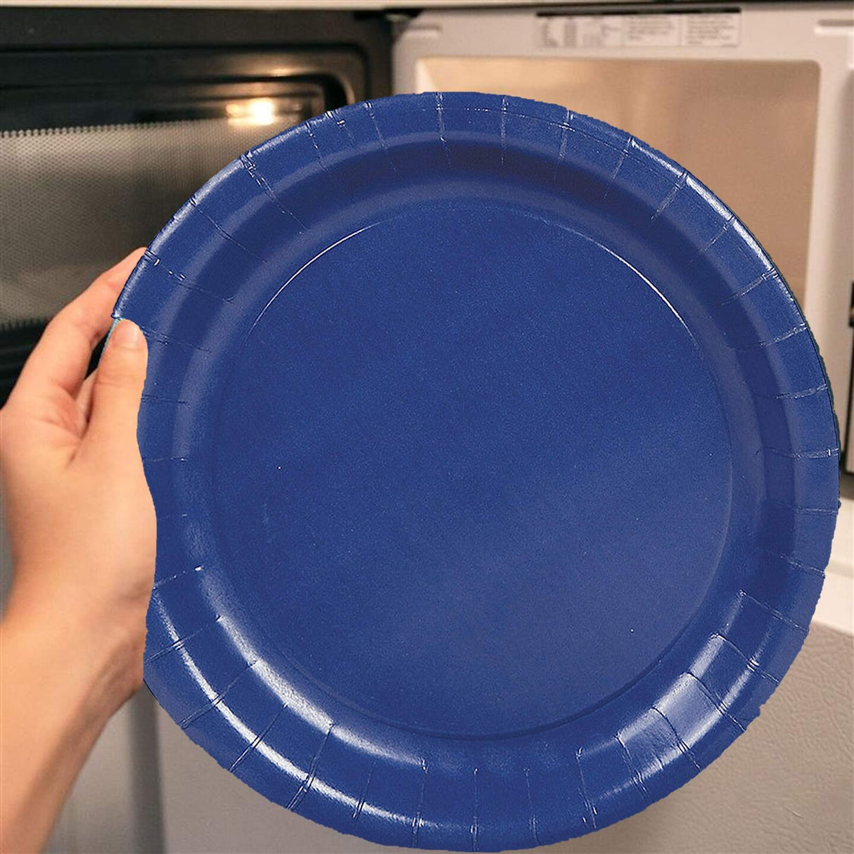 24 Count Dessert Plates 7 Inch Round Navy Paper for Party Use and Quick Cleanup