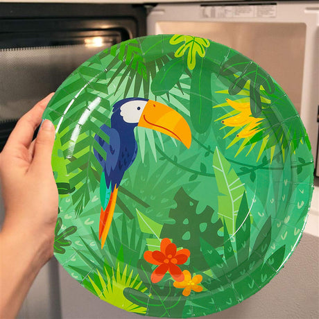 8 Count Toucan Jungle Paper Plates 9 Inch Tropical Luau Party Supplies
