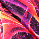 Dance Ribbons Nylon Spandex Fabric - Blue Or Red Striped Print On Black, 58-60" Width (1 Yard)