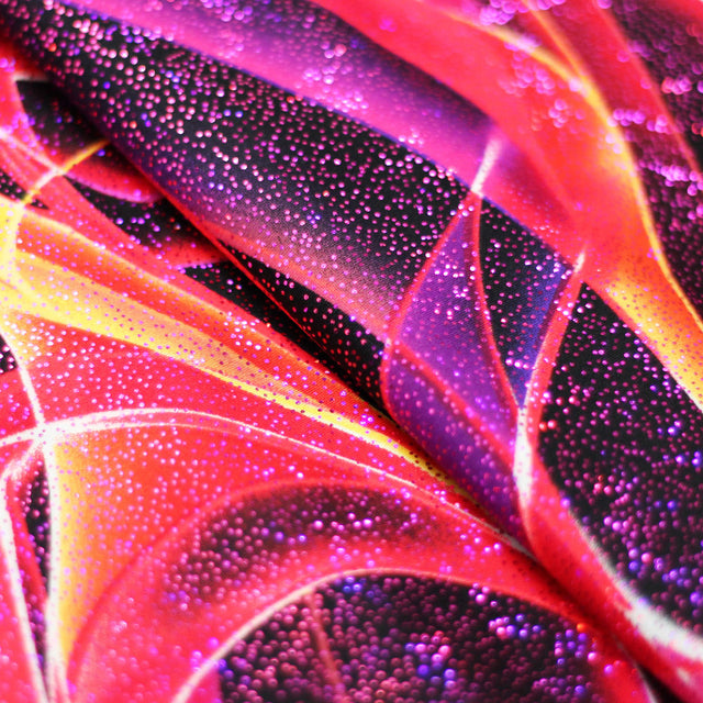 Dance Ribbons Nylon Spandex Fabric - Blue Or Red Striped Print On Black, 58-60" Width (1 Yard)