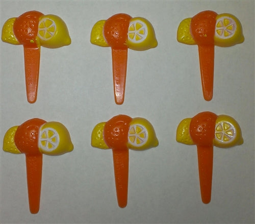 2" Lemon & Orange Cupcake Picks - 6 Pack