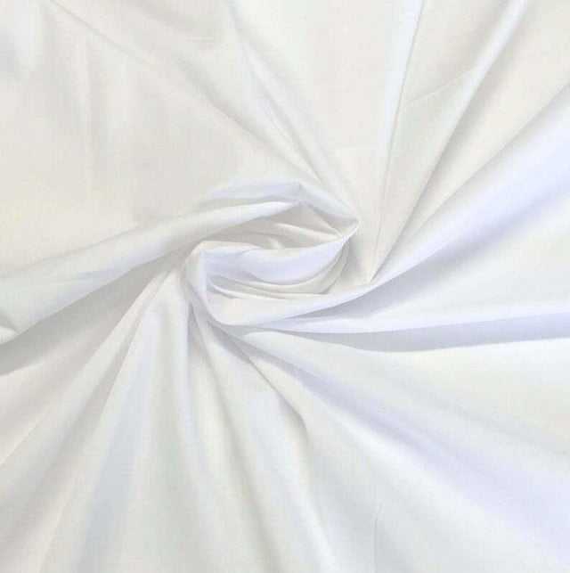 Solid Poly Cotton White Lining Fabric - White, 58"/60" Width (1 Yard)