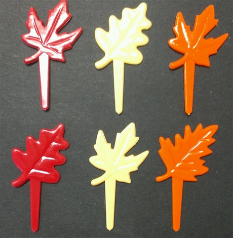 2-1/2" Autumn Leaves Cupcake Picks - 6 Pack
