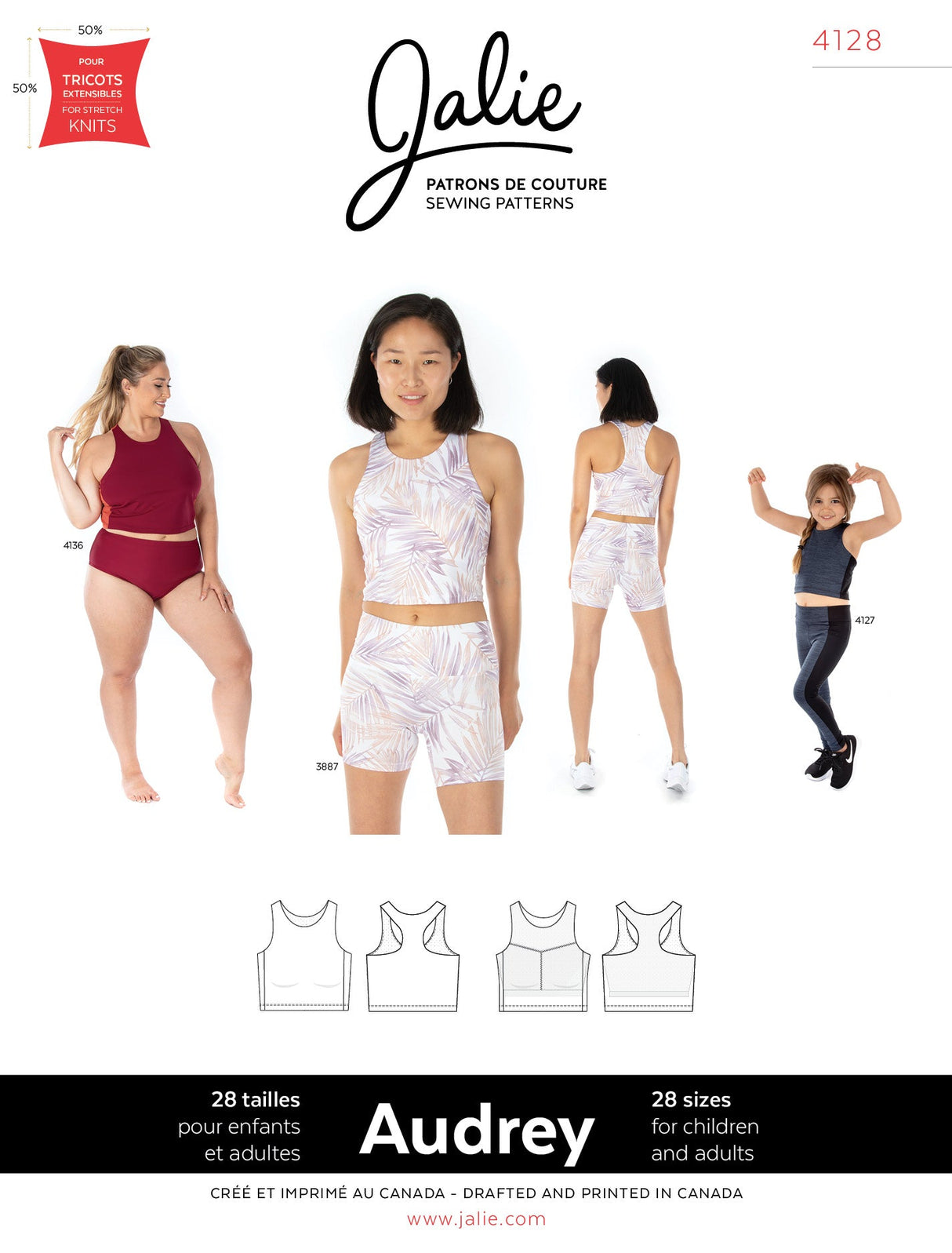 Sewing Pattern Audrey Cropped Workout Top by Jalie