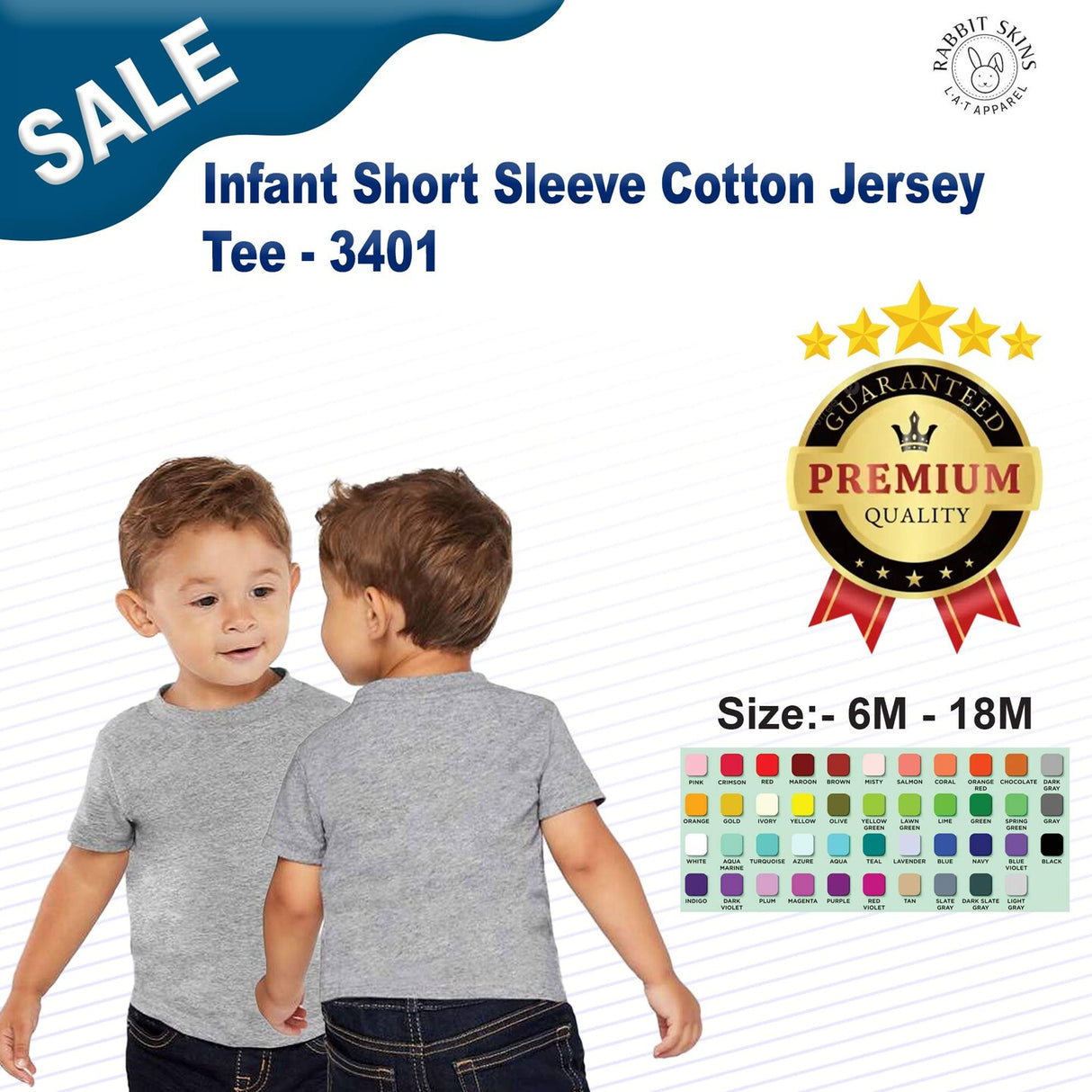 RADYAN® Infant Short Sleeve Cotton Jersey Tee - 3401