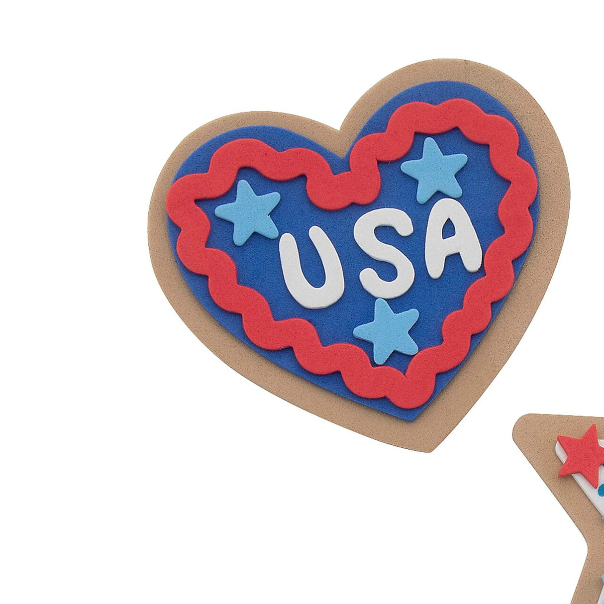 3 1/2" - 3 3/4" 4th of July Star and Heart Cookie Magnet Craft Kit Makes 12