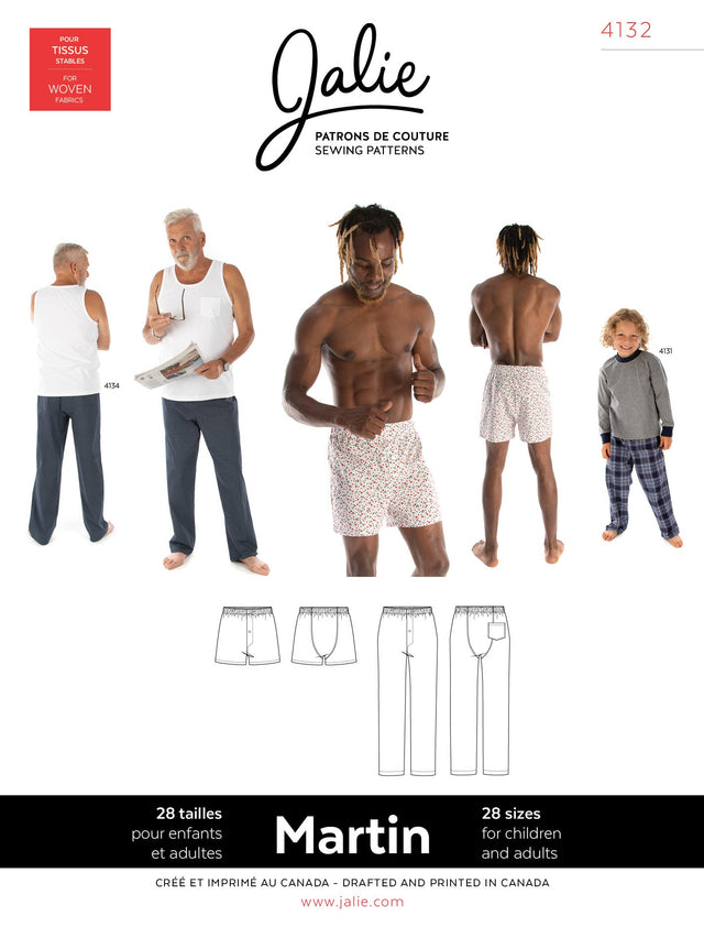 Sewing Pattern Martin Lounge Pants and Boxer Shorts by Jalie