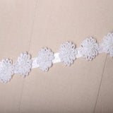 1 Yard 3D White Flower Ribbon Trim Firm Satin Narrow Floral Accent