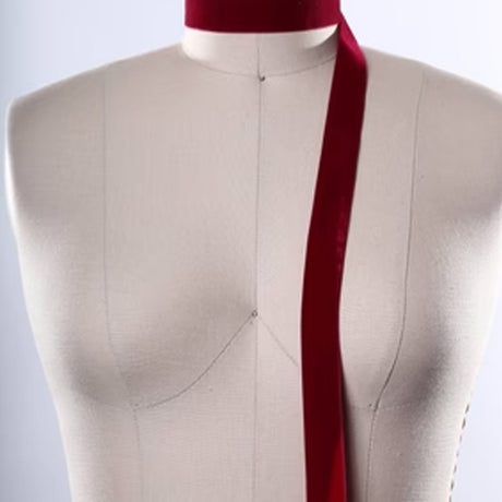 1 Yard Burgundy Velvet Ribbon Non-Stretch Single Side Trim for Bows & Garments