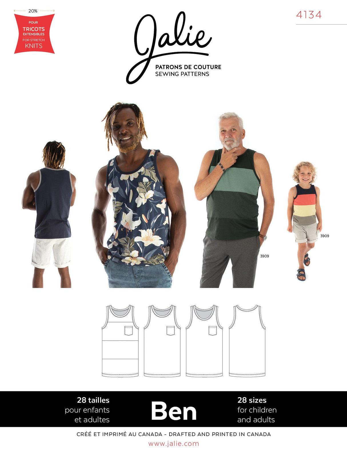 Sewing Pattern Ben Tank Top by Jalie