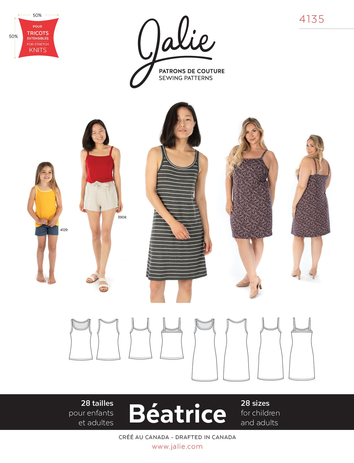 Sewing Pattern Beatrice Tanks and Dresses by Jalie