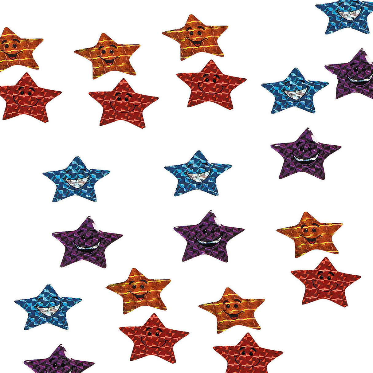 1 1/2" Paper Prism Smiling Stars Sticker Roll 100 Pc.