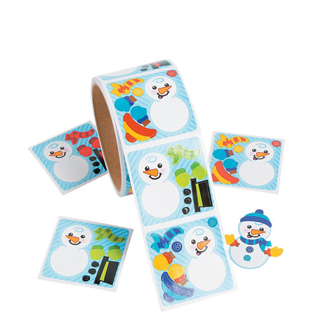 2" x 2" Mini Dress-a-Snowman Sticker Roll - 50 Pc