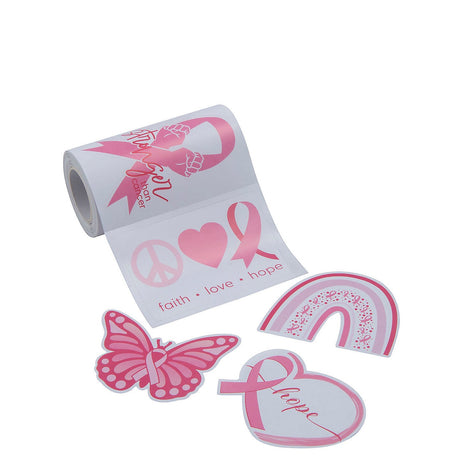 Breast Cancer Awareness Decal Sticker Roll - 100 Pc.
