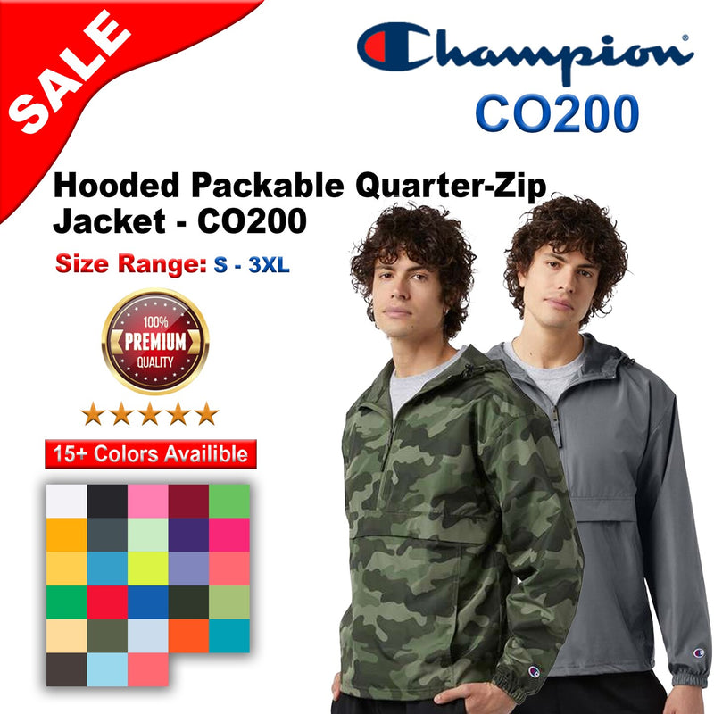 Champion® Hooded Packable Quarter-Zip Jacke