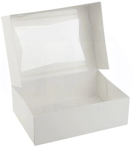 8" x 5 3/4" x 2 1/2" H White Bakery Treat Boxes with Window Pastry Boxes for Cakes, Cookies and Desserts