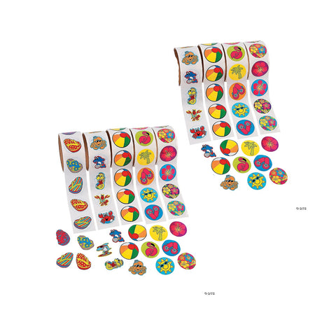 1 1/2" Tropical Rolls of Sticker Assortment 500 Stickers