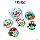 God is Cool Penguin Sticker Roll 100 Pc.
